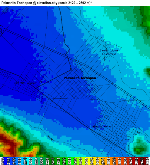 Palmarito Tochapan elevation map