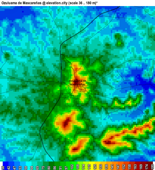 Ozuluama de Mascareñas elevation map