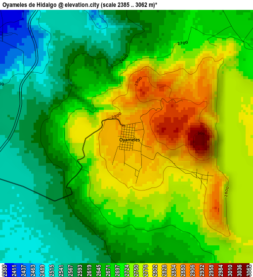 Oyameles de Hidalgo elevation map