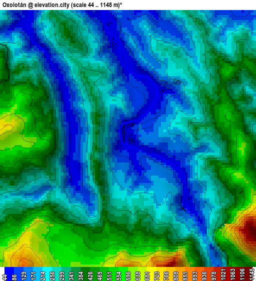 Oxolotán elevation map