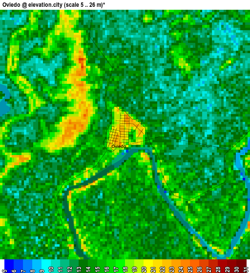 Oviedo elevation map