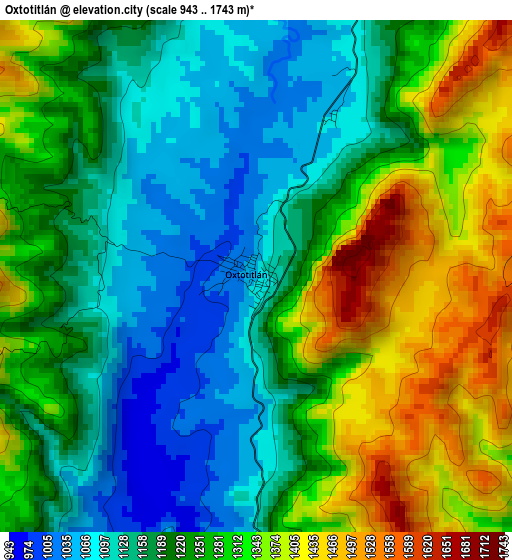 Oxtotitlán elevation map