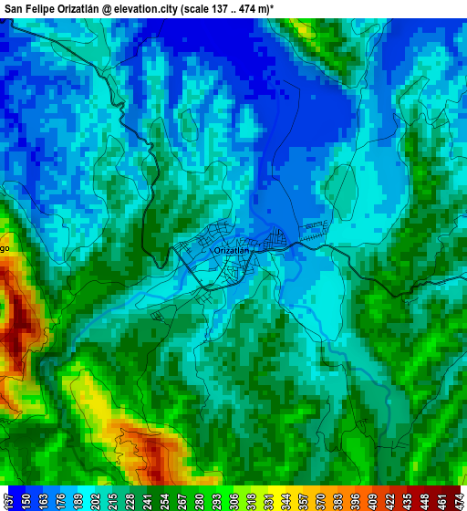 San Felipe Orizatlán elevation map