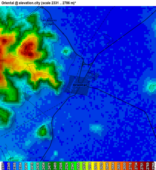 Oriental elevation map