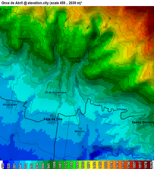 Once de Abril elevation map