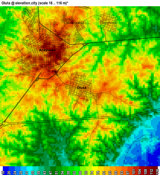 Oluta elevation map