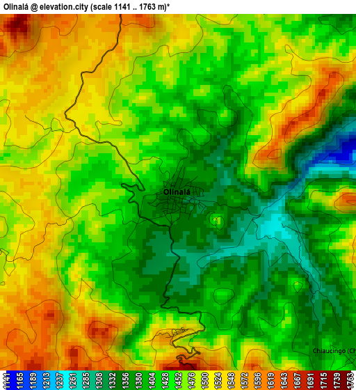 Olinalá elevation map