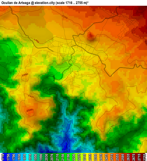 Ocuilan de Arteaga elevation map