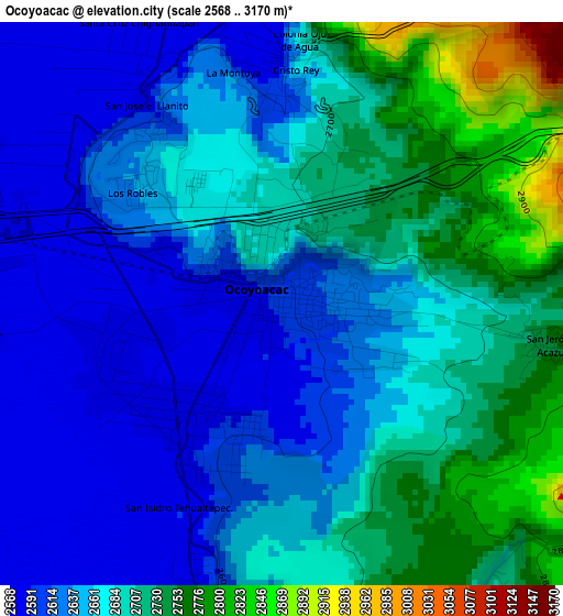 Ocoyoacac elevation map