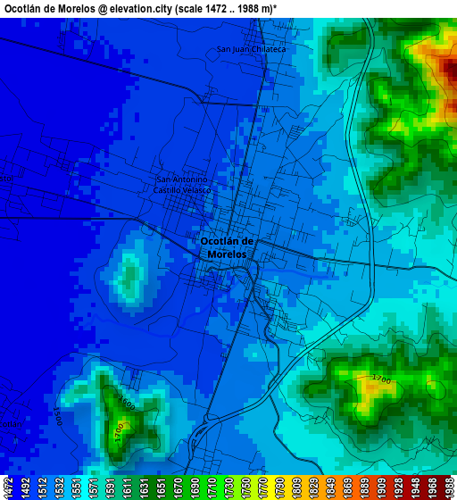 Ocotlán de Morelos elevation map