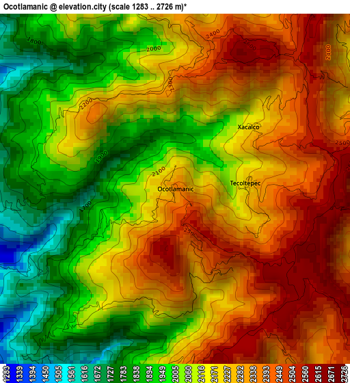 Ocotlamanic elevation map