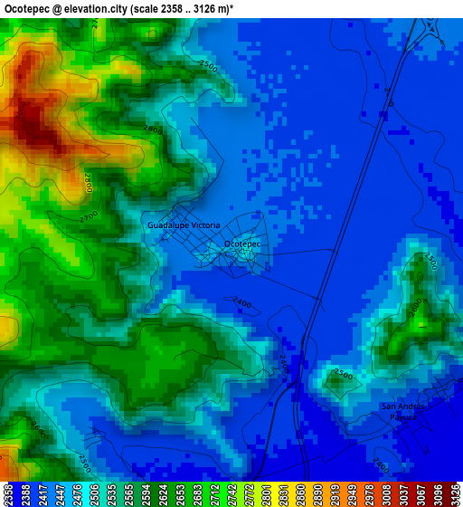 Ocotepec elevation map