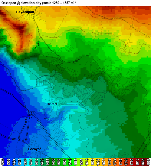 Oaxtepec elevation map