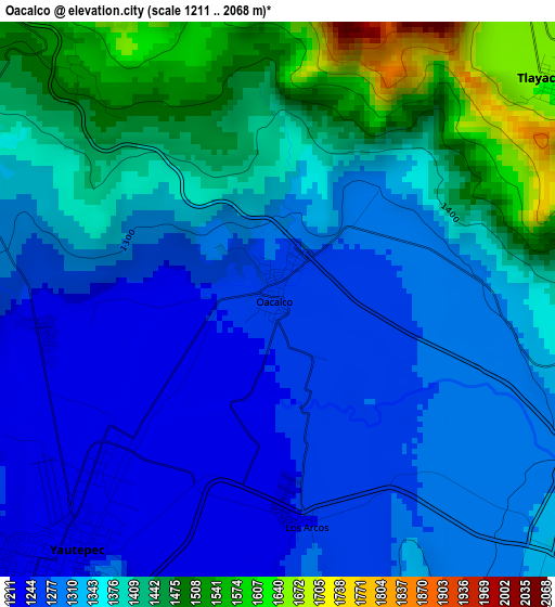 Oacalco elevation map