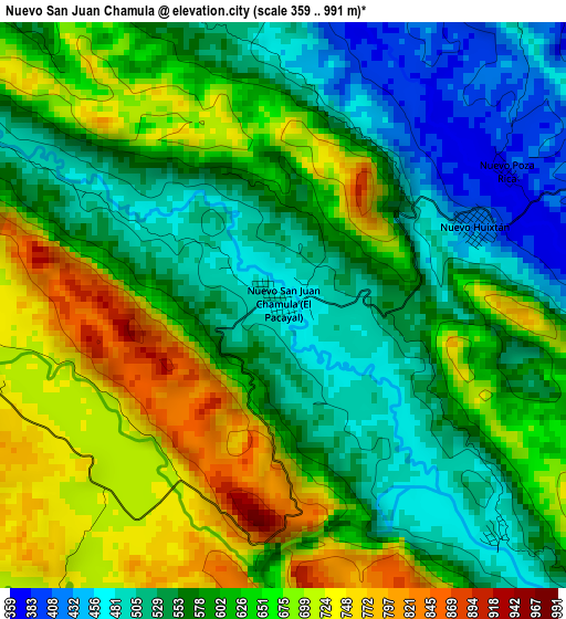 Nuevo San Juan Chamula elevation map