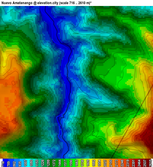 Nuevo Amatenango elevation map