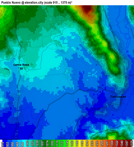 Pueblo Nuevo elevation map