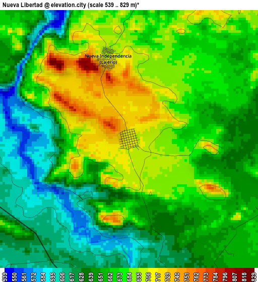 Nueva Libertad elevation map