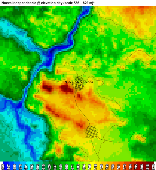 Nueva Independencia elevation map