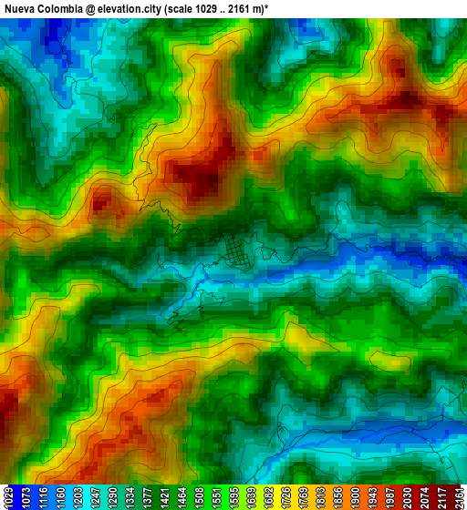 Nueva Colombia elevation map