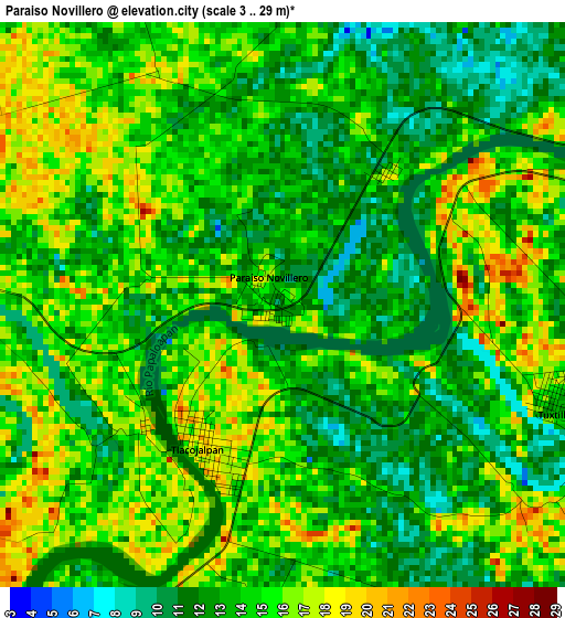 Paraiso Novillero elevation map