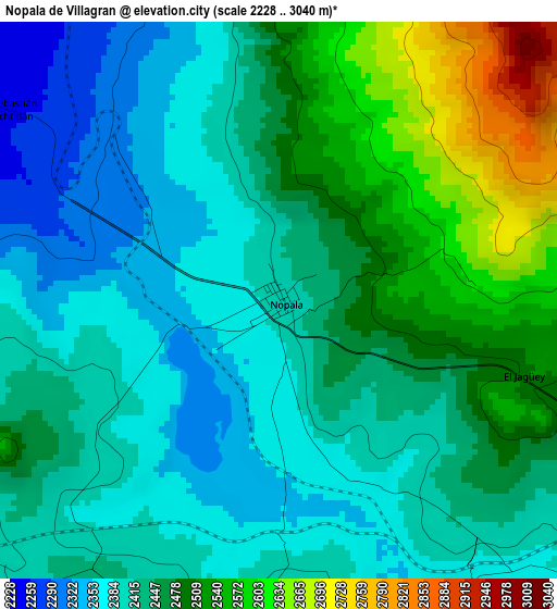 Nopala de Villagran elevation map