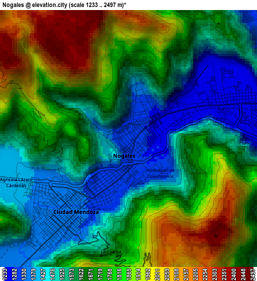 Nogales elevation map