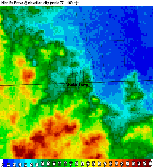 Nicolás Bravo elevation map