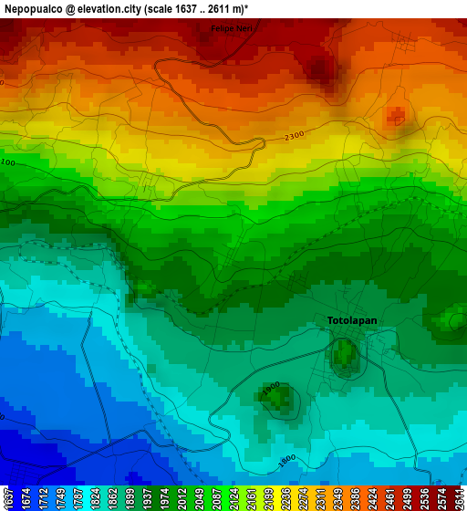 Nepopualco elevation map