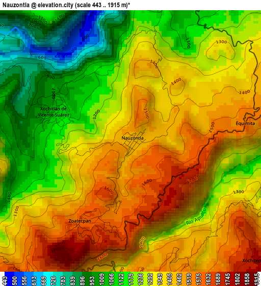 Nauzontla elevation map