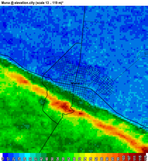 Muna elevation map