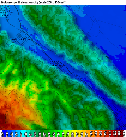 Motzorongo elevation map