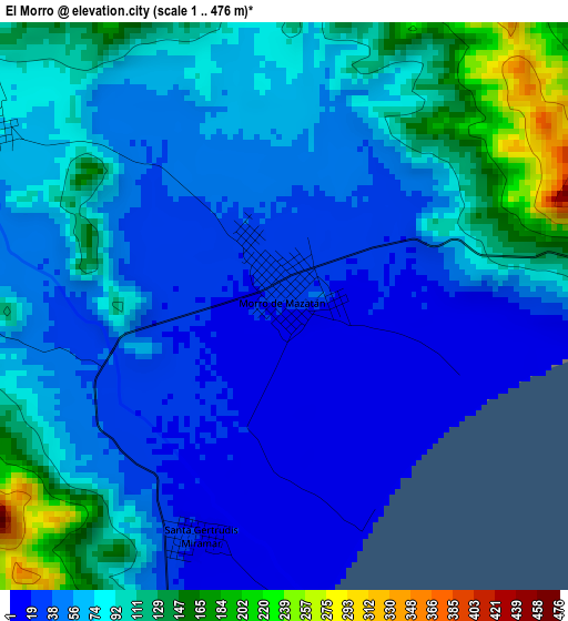 El Morro elevation map