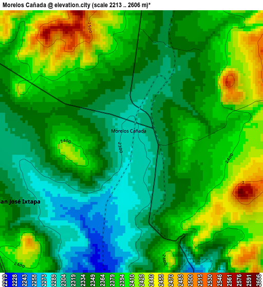 Morelos Cañada elevation map