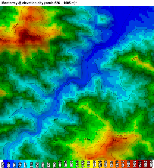 Monterrey elevation map