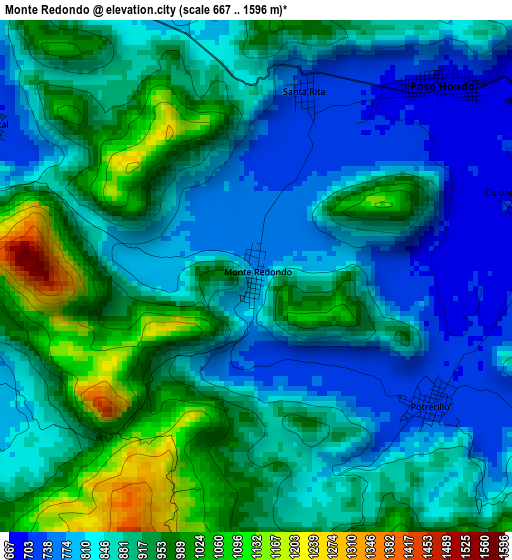 Monte Redondo elevation map