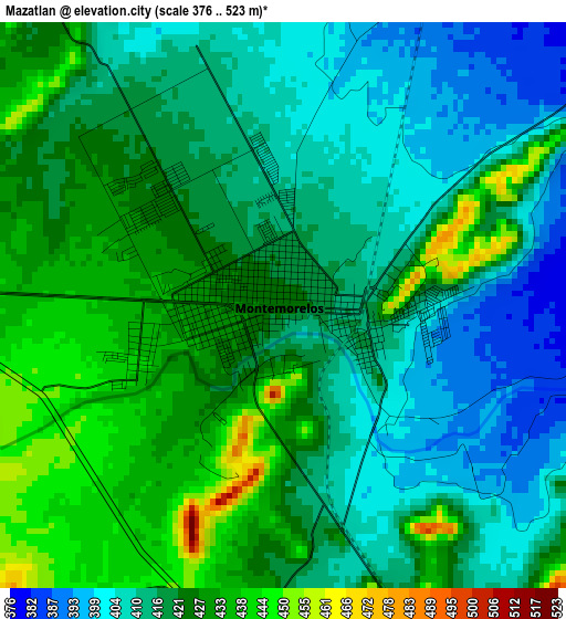 Mazatlan elevation map