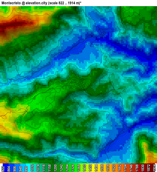 Montecristo elevation map