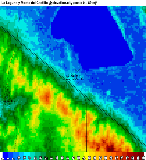 La Laguna y Monte del Castillo elevation map