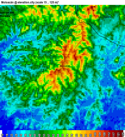 Moloacán elevation map