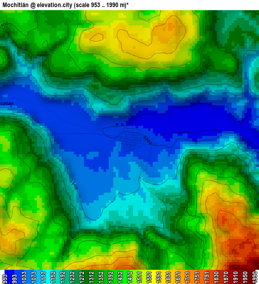 Mochitlán elevation map