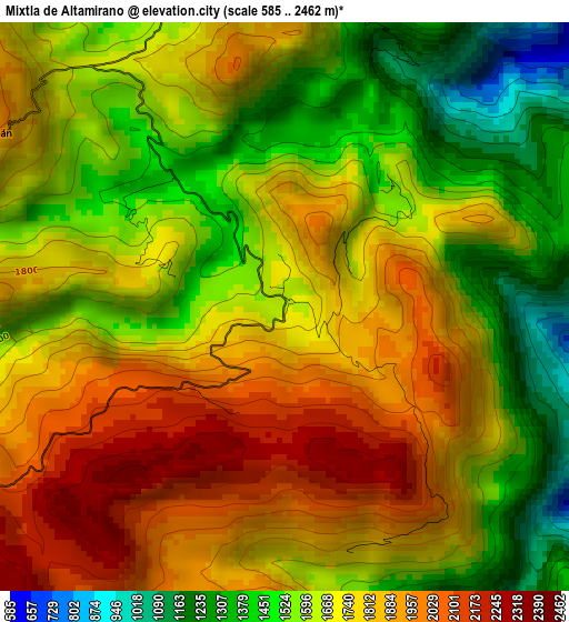 Mixtla de Altamirano elevation map