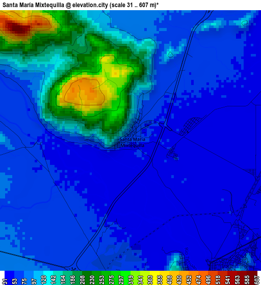 Santa María Mixtequilla elevation map