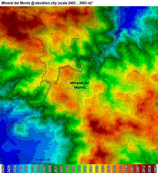 Mineral del Monte elevation map