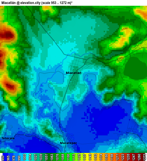 Miacatlán elevation map