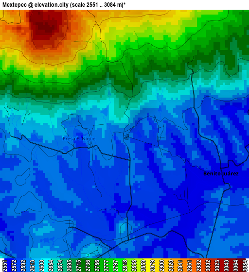 Mextepec elevation map