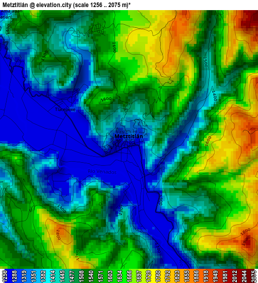 Metztitlán elevation map