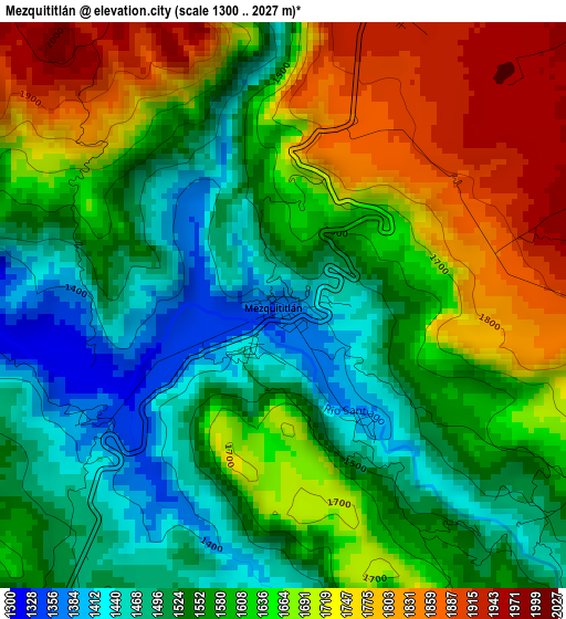 Mezquititlán elevation map