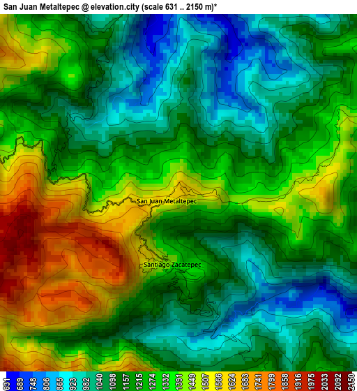 San Juan Metaltepec elevation map