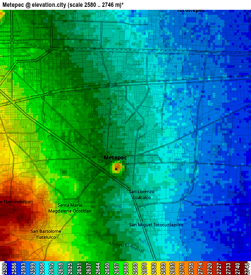 Metepec elevation map